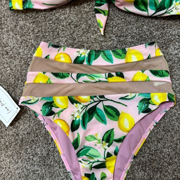 Lina Medina Two-Piece Bikini Tropical Resort Wear Swimsuit One Shoulder NEW - Picture 2 of 9